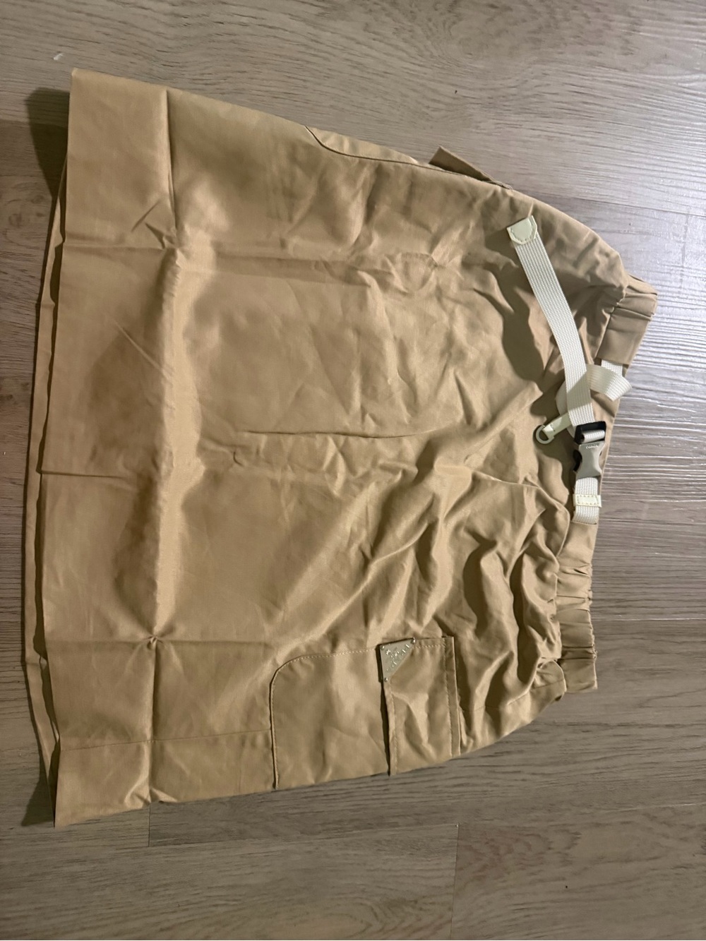 Prada Tan Mini Skirt with Webbing Belt